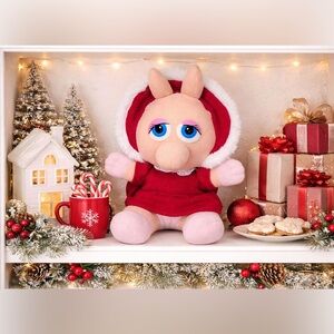 Vintage 1987 Jim Henson Baby Miss Piggy Holiday 10” Plush Muppet Babies
